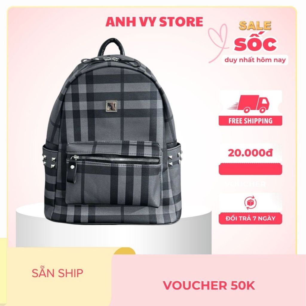 {SALE LỚN} Balo da kẻ B-BR  nam nữ đi học đi chơi cao cấp size 40 Vừa A4 , Laptop hàng quảng châu siêu sịn