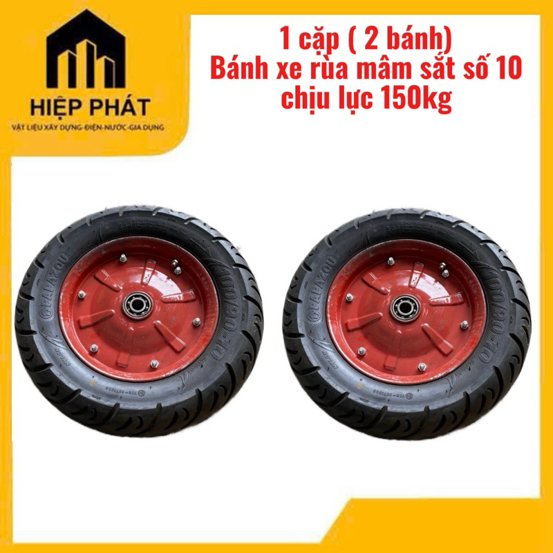 ( 1 cặp 2 cái) Bánh xe rùa mâm sắt sơn tĩnh điện, Bánh xe rùa số 10, mới 90%, (Bạc đạn 6204), đường 