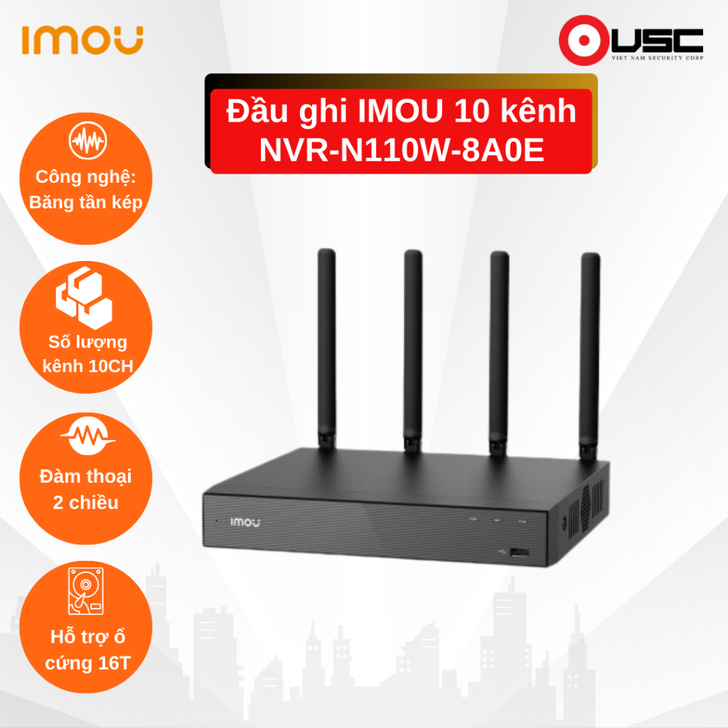 Đầu ghi Imou 10 kênh NVR-N110W-8A0E (Băng Tầng Kép) chính hãng lắp camera