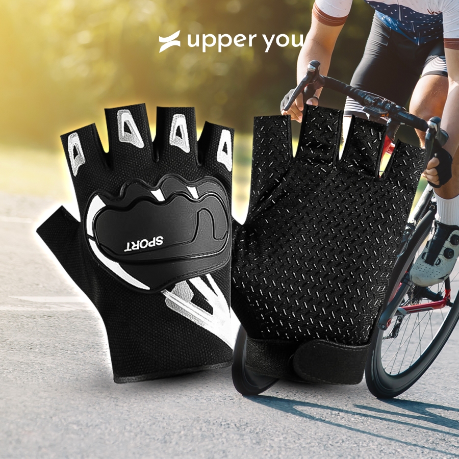 Găng Tay Lái Xe Cho Nam Thiết Kế Hở Ngón Cao Cấp Upper You Có Silicon Chống Tuột Đi Đu lịch Đi Phượt - GLM01