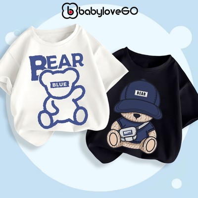 Áo thun bé trai BabyloveGO áo phông cộc tay cho bé chất cotton thoáng mát in hình độc đáo