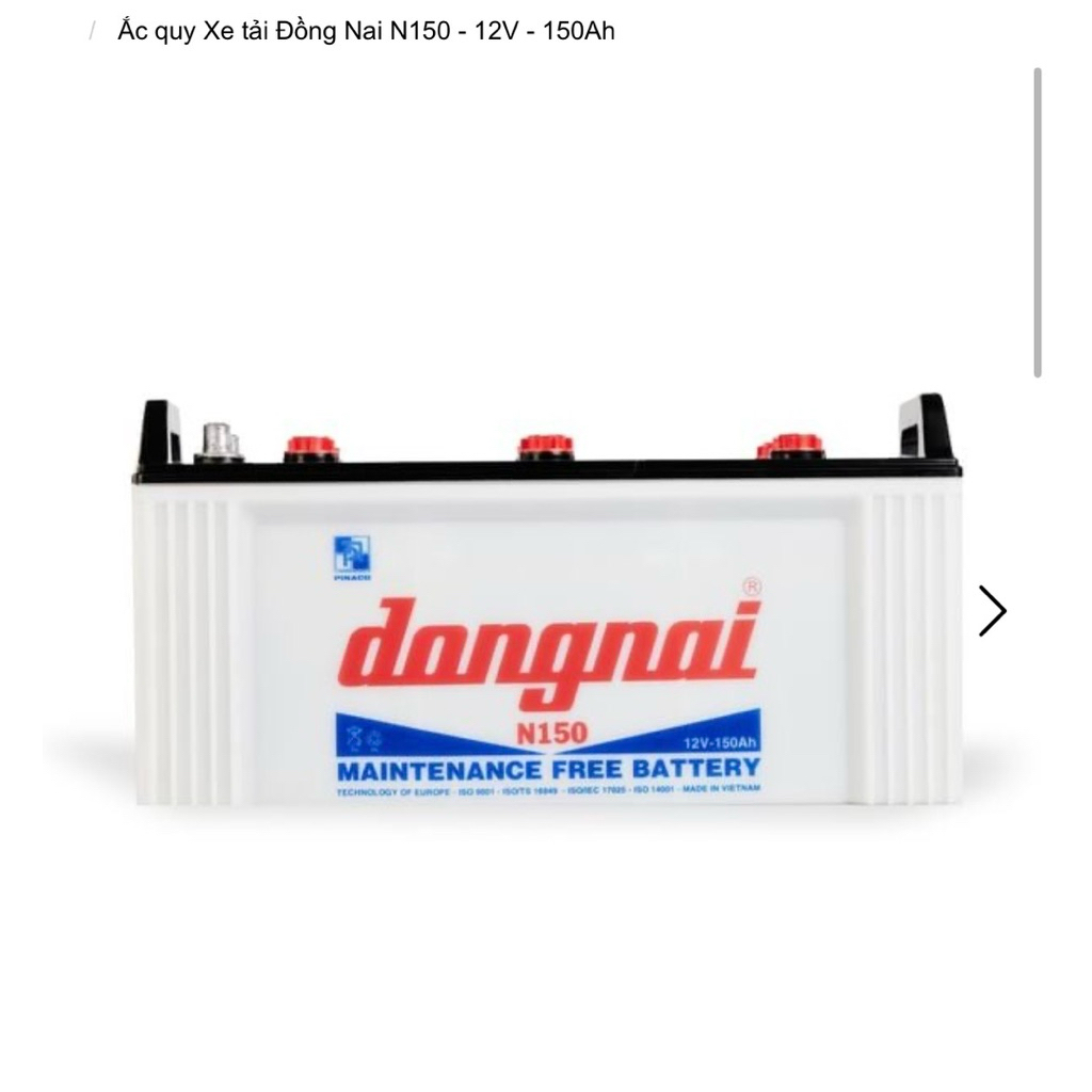 Bình ắc quy nước 12v dùng cho xe tải, tàu thuyền đồng nai N150 | 12V - 150ah