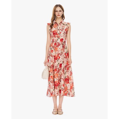 GIGI - Đầm sát nách midi cổ bẻ phối bèo_G2107D252143-04