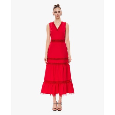 GIGI - Đầm sát nách midi xếp tầng phối ren_G2102D254169-51