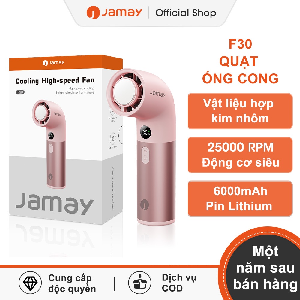 JAMAY F30 Quạt cầm tay Làm lạnh Luồng gió tụ vòng Chất liệu hợp kim nhôm Kiểu dáng ống nước LED