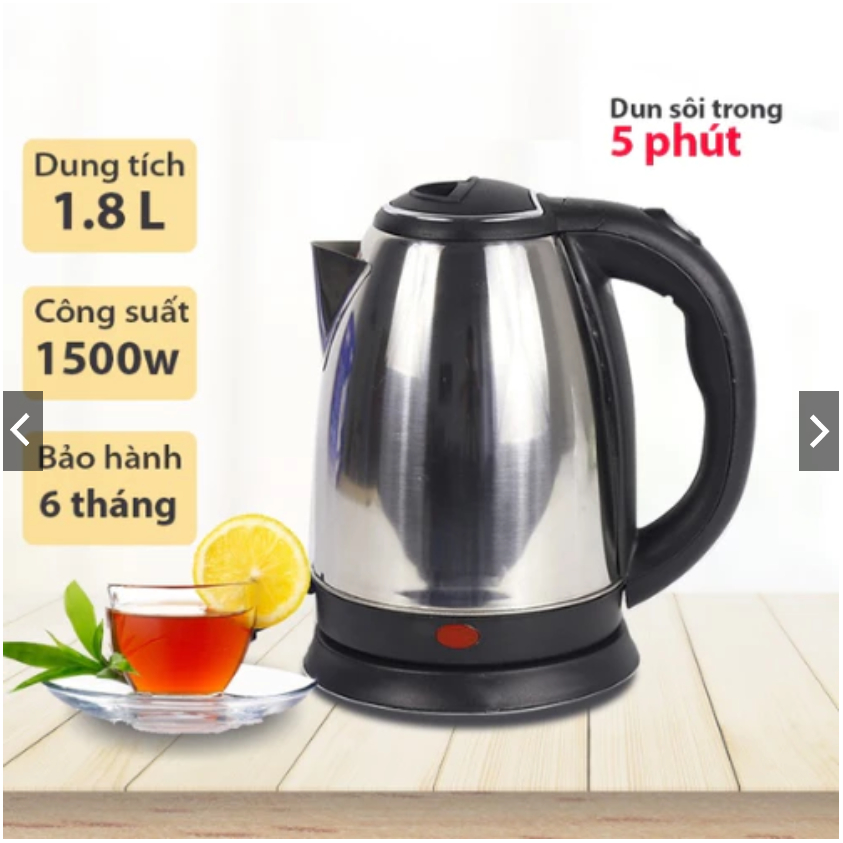 Ấm Siêu Tốc 1.8L Tự Động Ngắt Điện Khi Nước Sôi Bảo Hành 6 Tháng, Ấm Siêu Tốc Inox 304 Cao Cấp