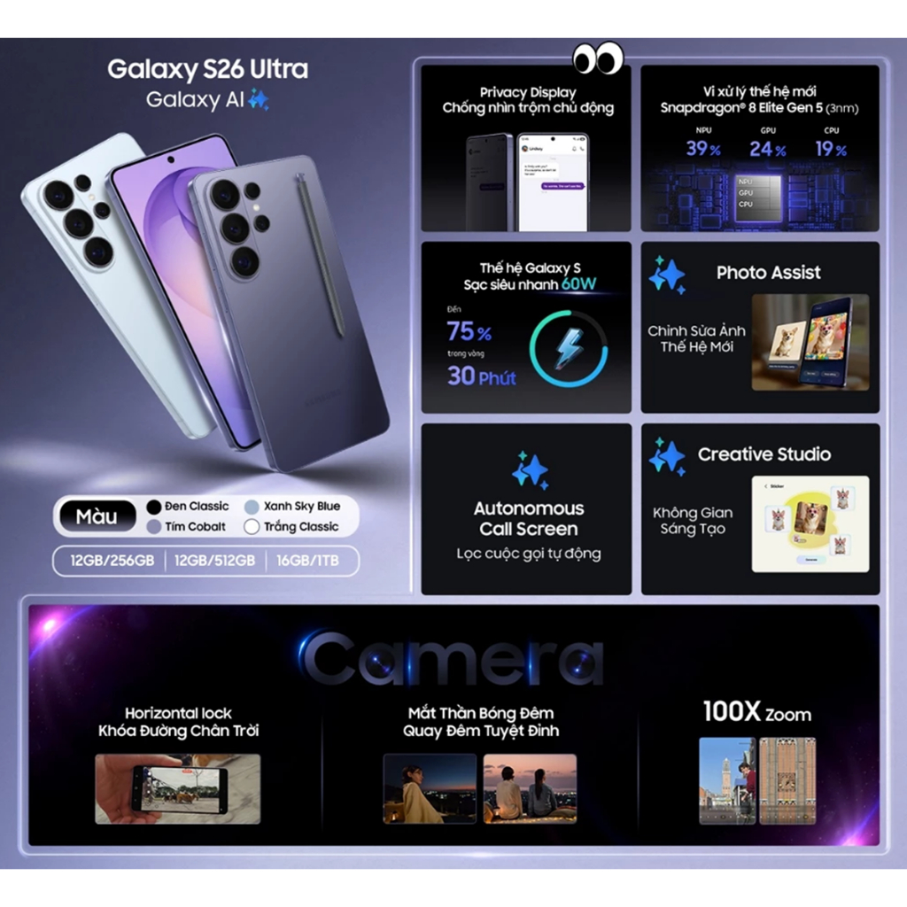 Điện Thoại Samsung Galaxy S26 Ultra 12GB/256GB Chính Hãng | BigBuy360 - bigbuy360.vn