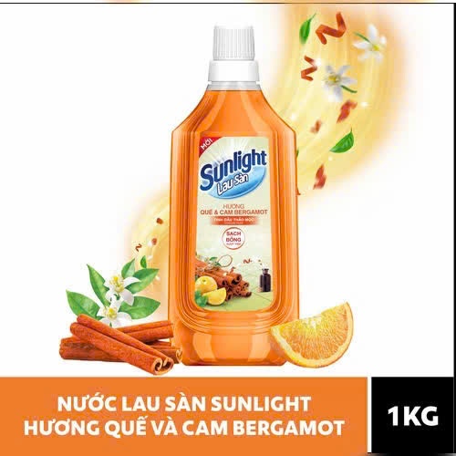 Nước Lau Sàn Sunlight BIOSHIELD Ngăn Côn Trùng Hương Quế & Cam Bergamot  1KG