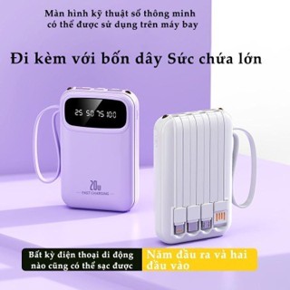 Sạc Dự Phòng KSS 20000mAh 4 Cáp Đa Năng - Sạc Nhanh Cùng Lúc 5 Thiết Bị, Màn Hình LED Hiển Thị