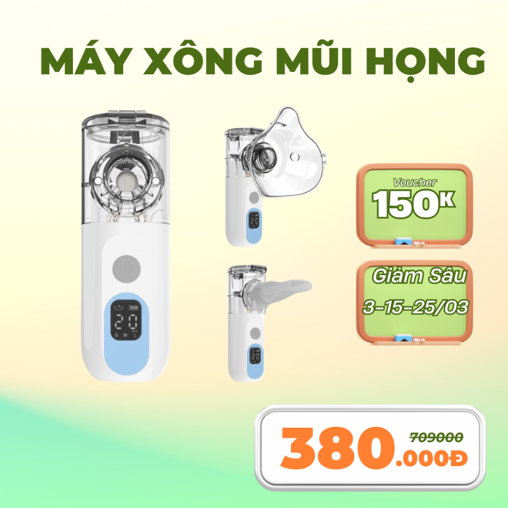 Máy Xông Mũi Họng Khí Dung Đa Năng Nebulizer 2 trong 1 Cho Bé Và Người Lớn Máy Thở Khí Dung Cầm Tay Nhỏ Gọn Công Nghệ