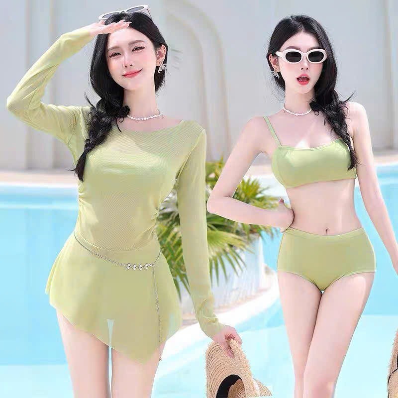Set bikini đi biển cho nữ bộ đồ bơi 2 mảnh 3 chi tiết áo lưới dài tay áo bra có mút B3 | BigBuy360 - bigbuy360.vn