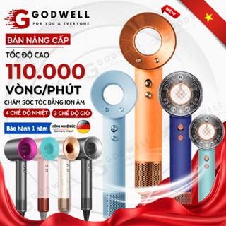 Máy Sấy Tóc Ion Âm GODWELL Không Cánh 2 Chiều Nóng Lạnh, 3 Chế Độ Sấy Mạnh Công Suất Lớn Kèm Đầu Sấy