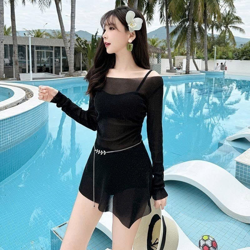 Set bikini đi biển cho nữ bộ đồ bơi 2 mảnh 3 chi tiết áo lưới dài tay áo bra có mút B3 | BigBuy360 - bigbuy360.vn