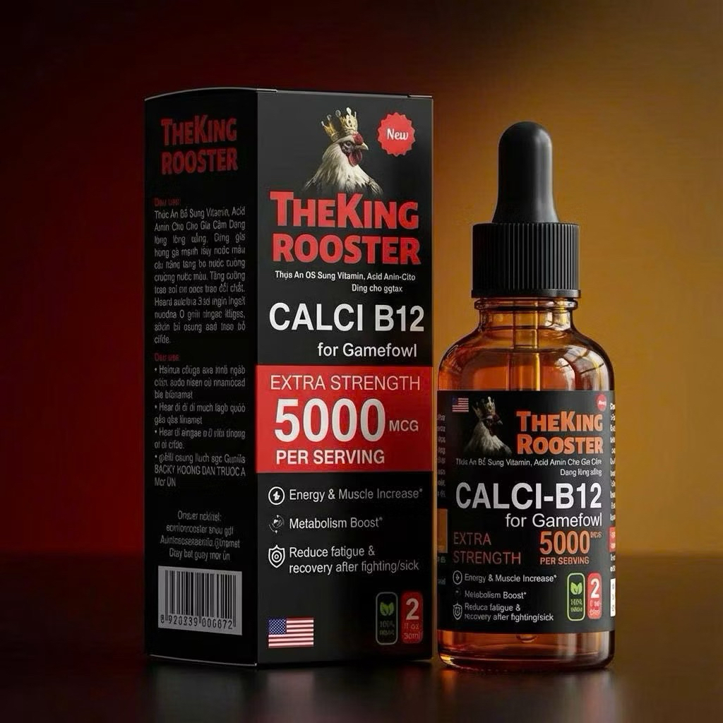 THE KING ROOSTER CALCI B12  5000 MCG Hỗ trợ tăng bo nở khung ăn mạnh hừng gà