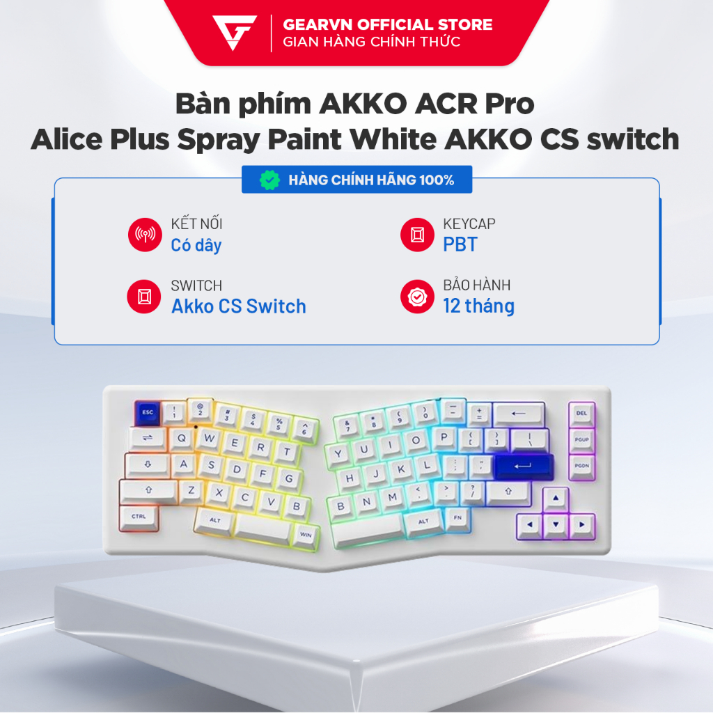 Bàn phím AKKO ACR Pro Alice Plus Spray Paint White AKKO CS switch