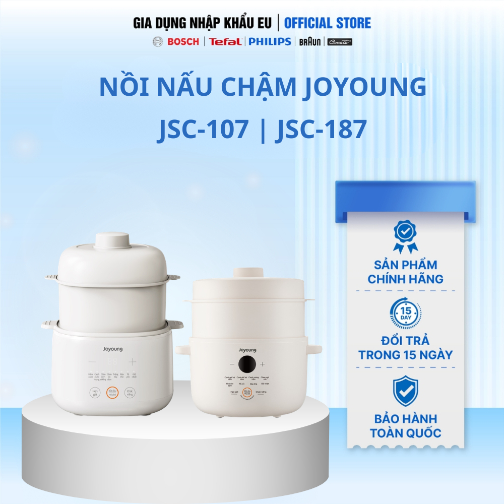 Nồi Nấu Chậm Joyoung JSC-107 (1L 1 Thố Sứ) | JSC-187 (1.8L 3 Thố Sứ) - Đa Chế Độ, Bảo Hành Chính Hãn