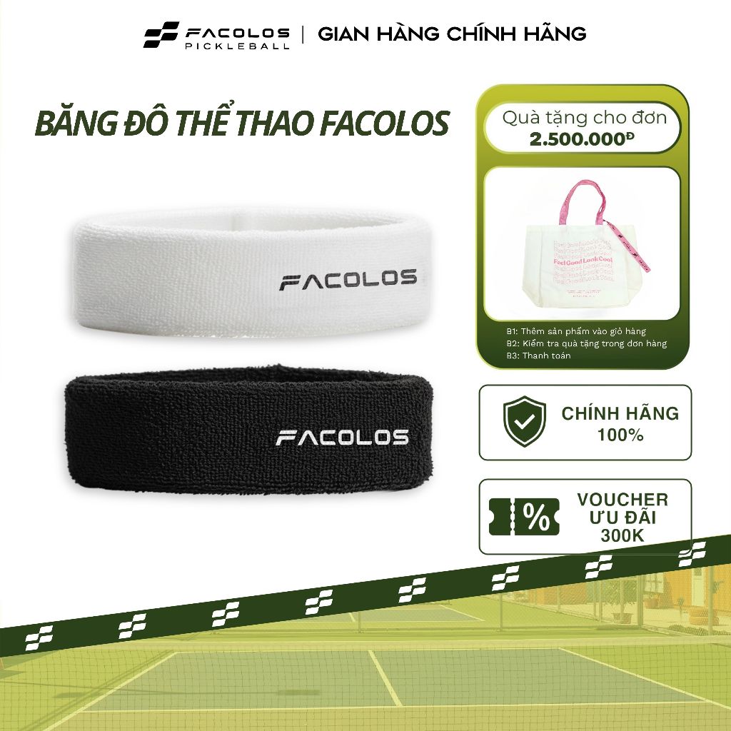 Băng đô thể thao Facolos co giãn và thấm hút mồ hôi tốt phù hợp với các môn thể thao