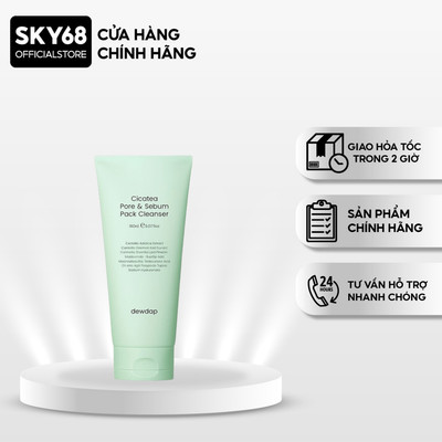 Sữa Rửa Mặt Giúp Sạch Sâu Cho Da Dầu Mụn Nhạy Cảm Dewdap Cicatea Pore & Sebum Pack Cleanser 150ml
