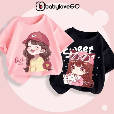 Áo thun bé gái BabyloveGO áo trẻ em mẫu hè 2026 họa tiết baby girl cá tính dễ thương