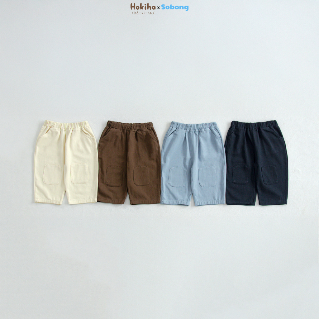 Quần kaki dài đáp gối phong cách Hàn Quốc cho bé trai, bé gái Hokiha vải kaki mềm, thoáng mát size 8