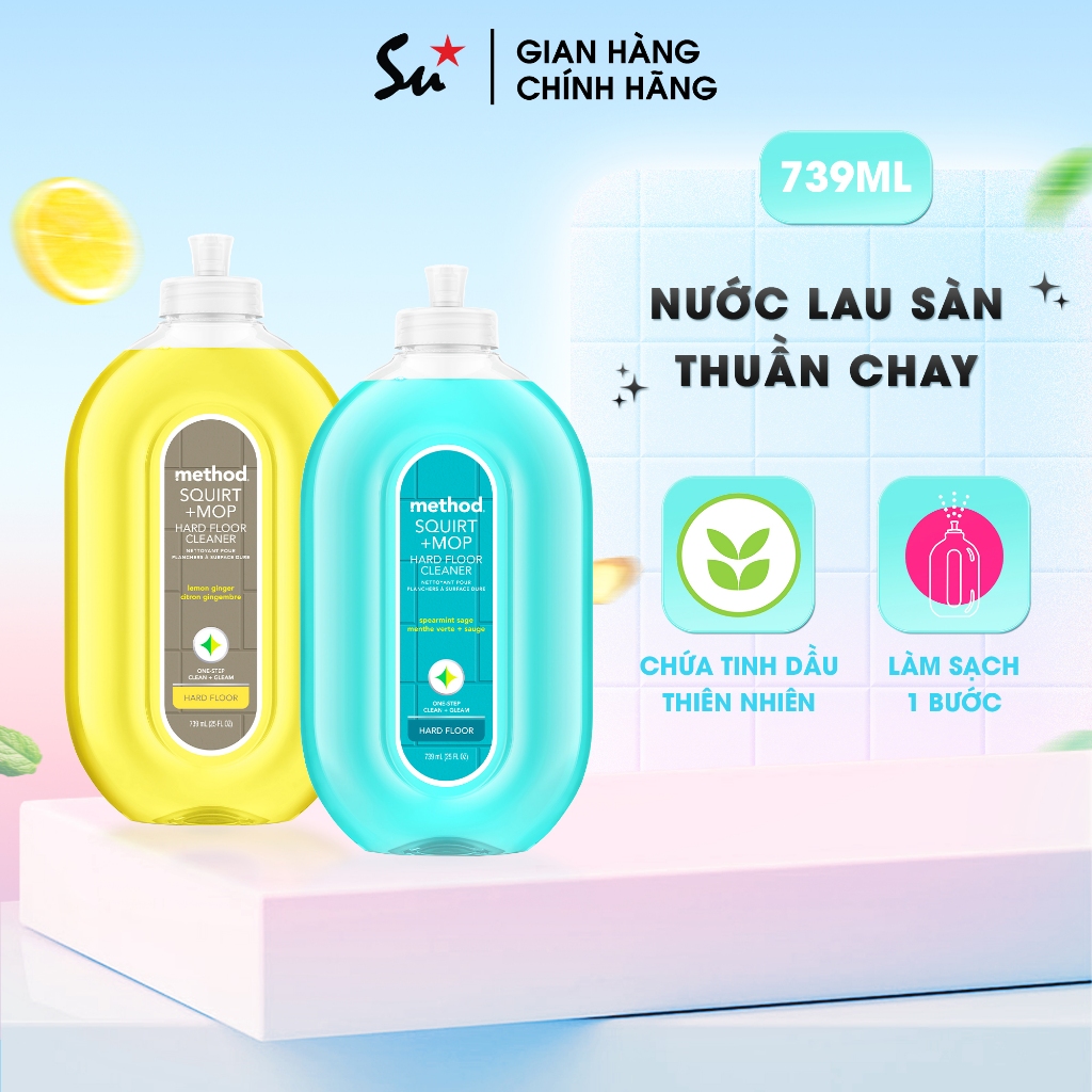 Nước Lau Sàn Method Squirt + Mop Hard Floor Cleaner Nguồn Gốc Thiên Nhiên 739ml