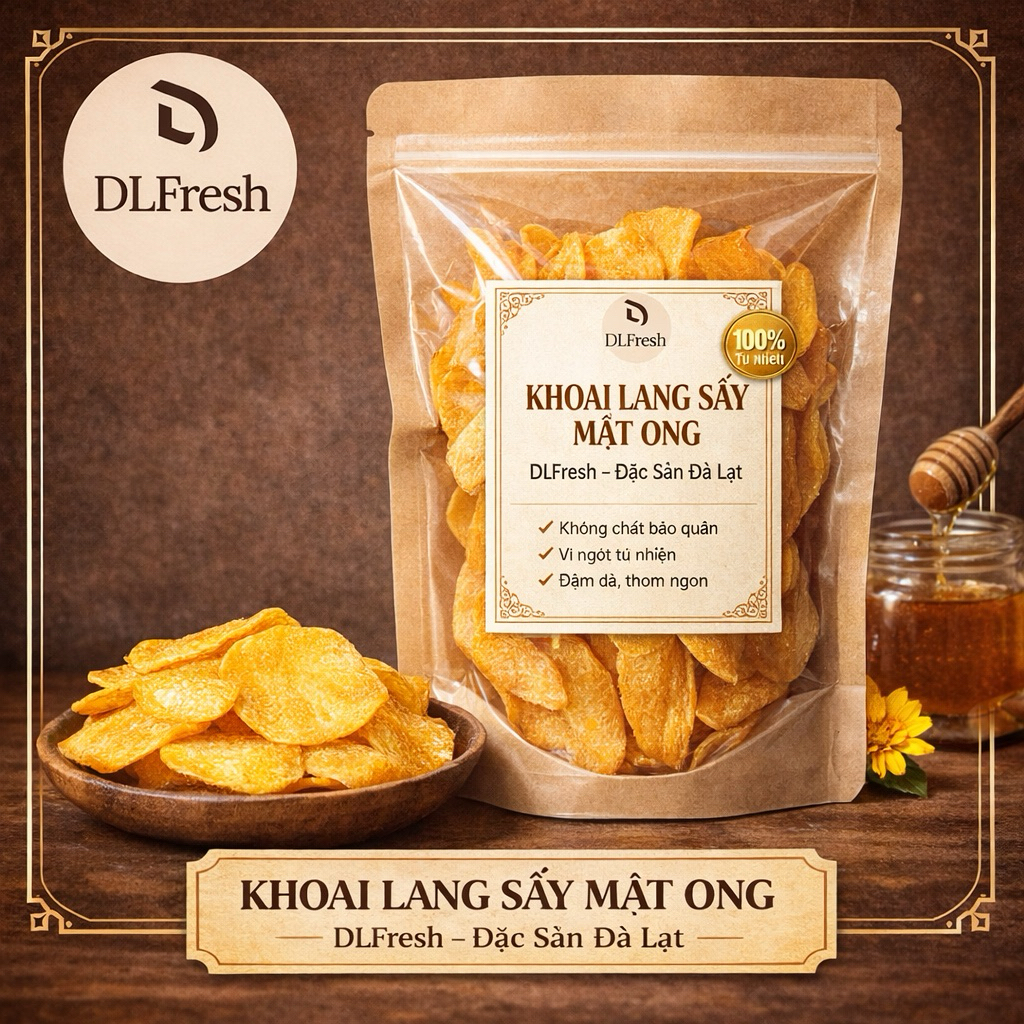 Khoai Lang Sấy Mật Ong DLFresh Đặc Sản Đà Lạt – Giòn Dẻo Tự Nhiên