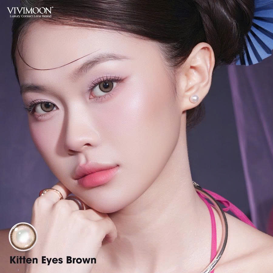 01 Chiếc Kính áp tròng VIVIMOON LENS 1 ngày màu nâu sáng Kitten Eyes Brown (Giá 1 bên mắt, x2 để đặt 1 đôi) | BigBuy360 - bigbuy360.vn