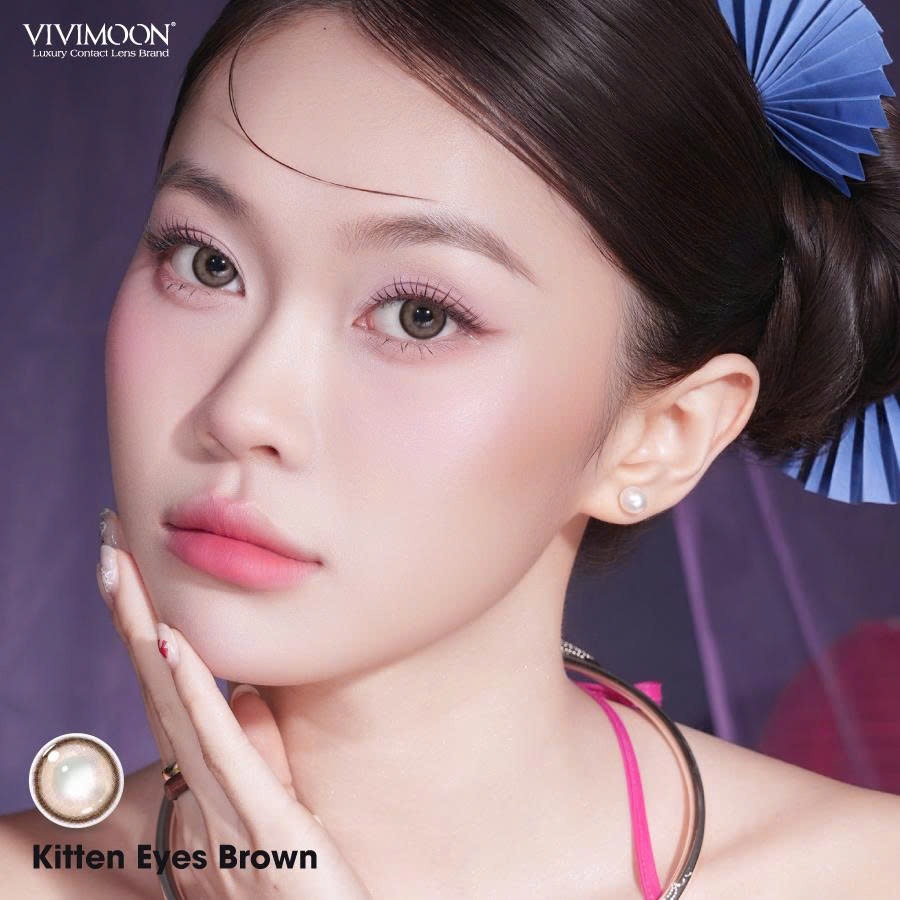 01 Chiếc Kính áp tròng VIVIMOON LENS 1 ngày màu nâu sáng Kitten Eyes Brown (Giá 1 bên mắt, x2 để đặt 1 đôi) | BigBuy360 - bigbuy360.vn