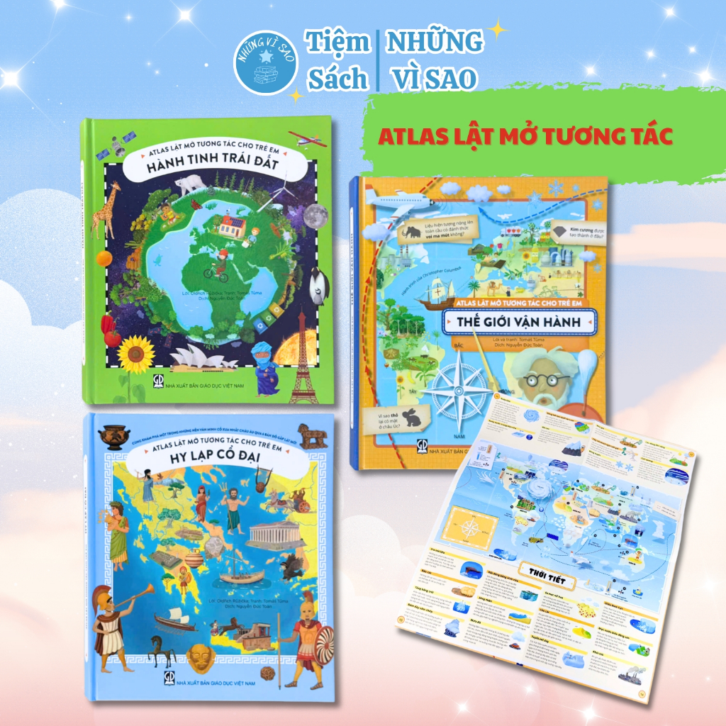 Sách Atlas Lật Mở Tương Tác Cho Trẻ Em - Khám Phá Trái Đất Khoa Học Thiếu Nhi - Bìa Cứng