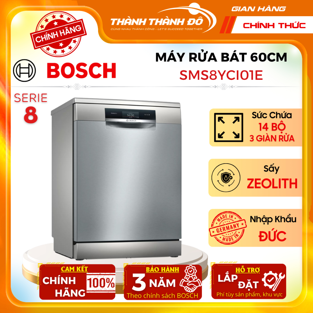 [CHÍNH HÃNG] Máy Rửa Chén Độc Lập Bosch SMS8YCI01E Series 8 -  Bosch Việt Nam