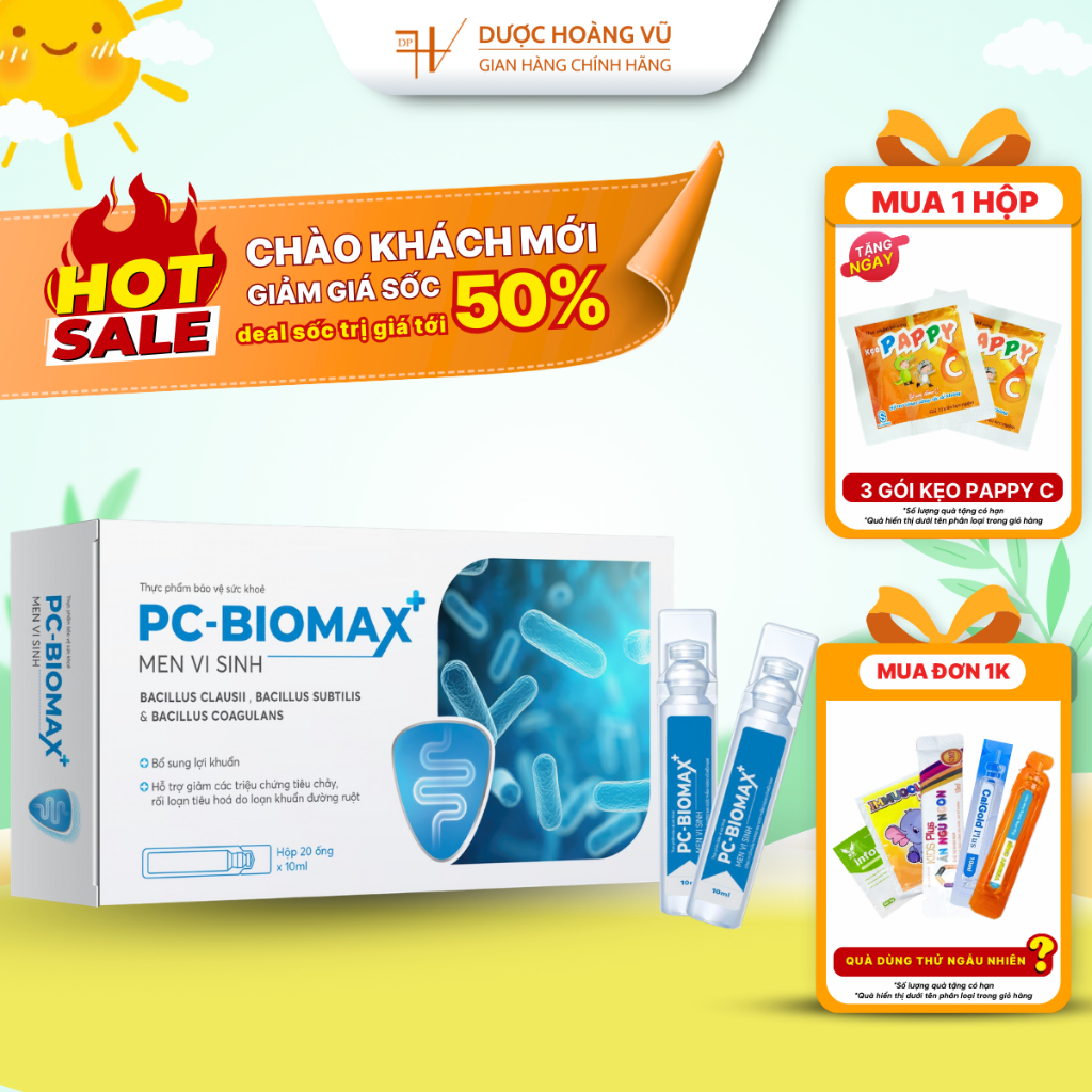 Men vi sinh PC-BIOMAX+ Tăng cường tiêu hóa,khả năng hấp thu, đề kháng đường ruột, hỗ trợ giảm triệu chứng tiêu chảy