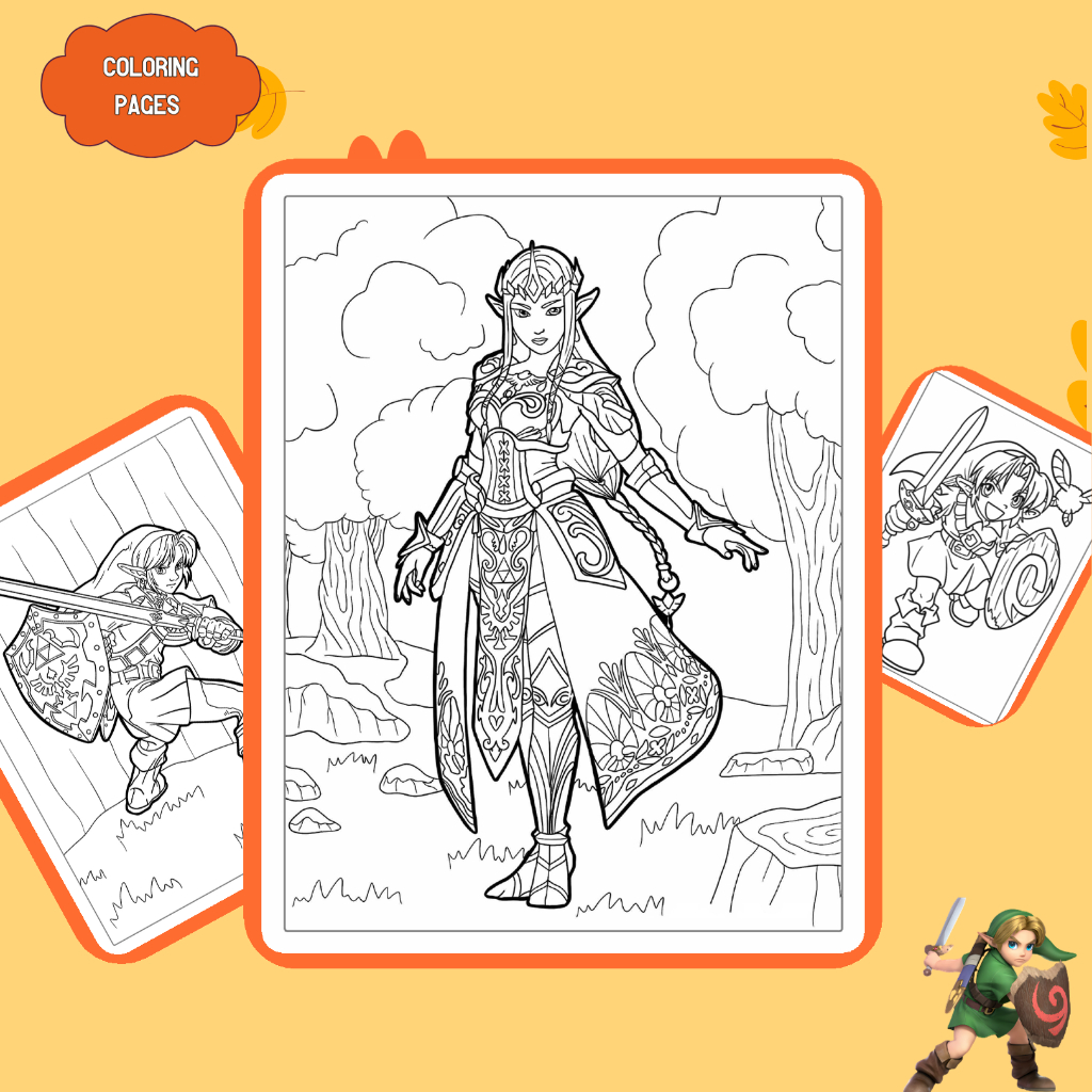 Bộ 50/25/10 tờ tranh tô màu, tranh tập tô cho bé, hình The Legend of Zelda, giấy A4, A5 thường 70gsm