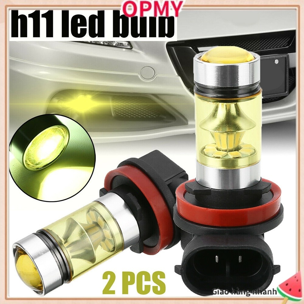OPMY Bộ 2 bóng đèn LED H11 H8 màu vàng 4300K ​​100W 1500LM siêu sáng dùng cho đèn DRL của