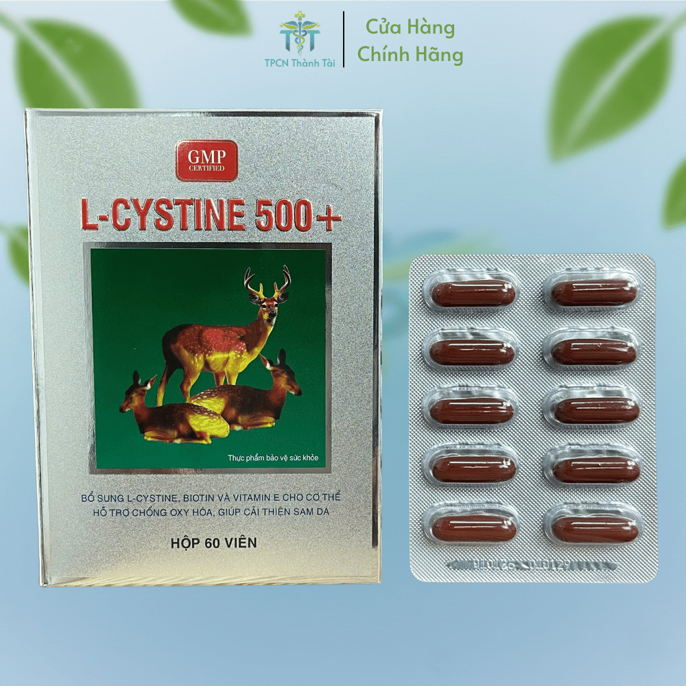 Viên mọc tóc L - Cystine 500+ giảm rụng tóc, bổ sung dưỡng chất giúp da giảm nám, tàn nhang - Hộp 60