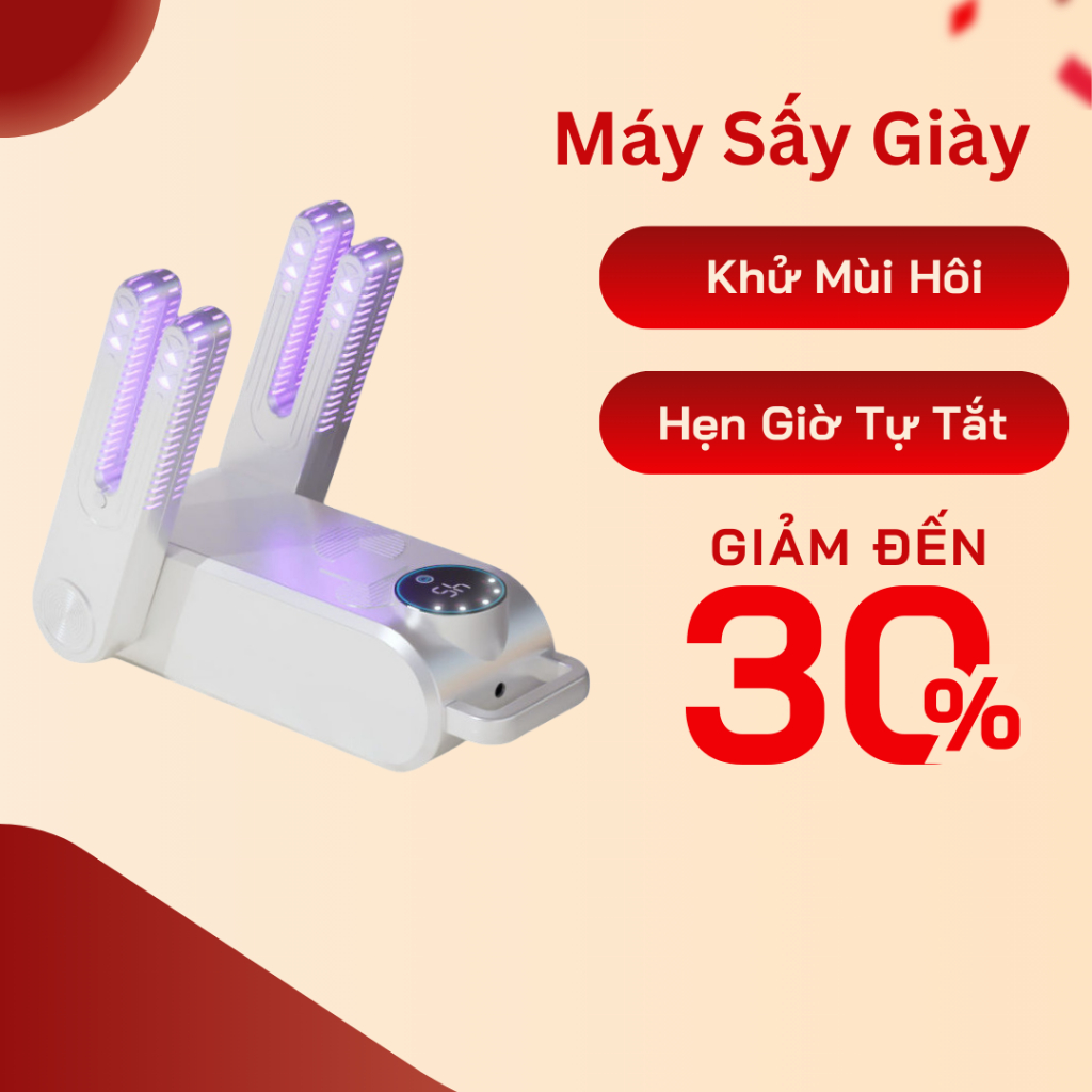 Máy Sấy Giày Đa Năng 4 Ống Dẫn Khí Làm Khô Nhanh Hẹn Giờ Thêm Nước Hoa Khử Mùi Tia UV Khử Khuẩn Thông Minh