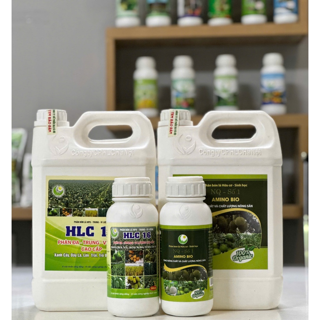 Combo phân bón đa trung vi lượng HLC16 và AMINO BIO chai 500ml