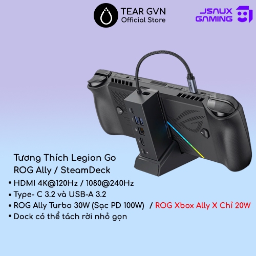 Dock xuất hình HDMI 4K@120Hz JSAUX HB0609 hỗ trợ tối ưu cho ROG Ally / Steam Deck / Lenovo Legion Go