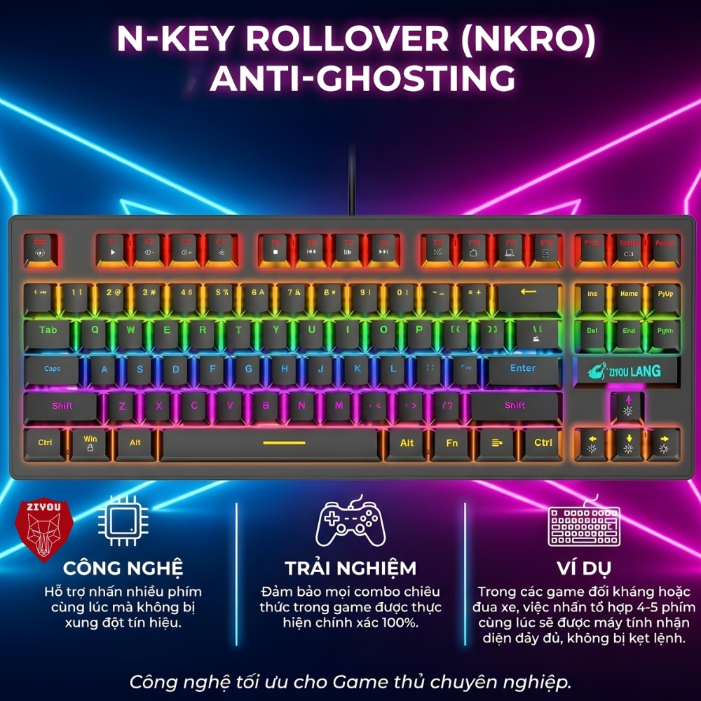 Bàn Phím Cơ Chuyên Game K2 PRO LED RGB 10 Chế Độ Cực Đẹp, Chuẩn Cơ, Dùng Cho Máy Tính, Laptop, PC | BigBuy360 - bigbuy360.vn