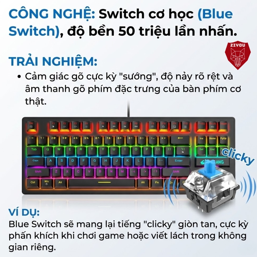 Bàn Phím Cơ Chuyên Game K2 PRO LED RGB 10 Chế Độ Cực Đẹp, Chuẩn Cơ, Dùng Cho Máy Tính, Laptop, PC | BigBuy360 - bigbuy360.vn