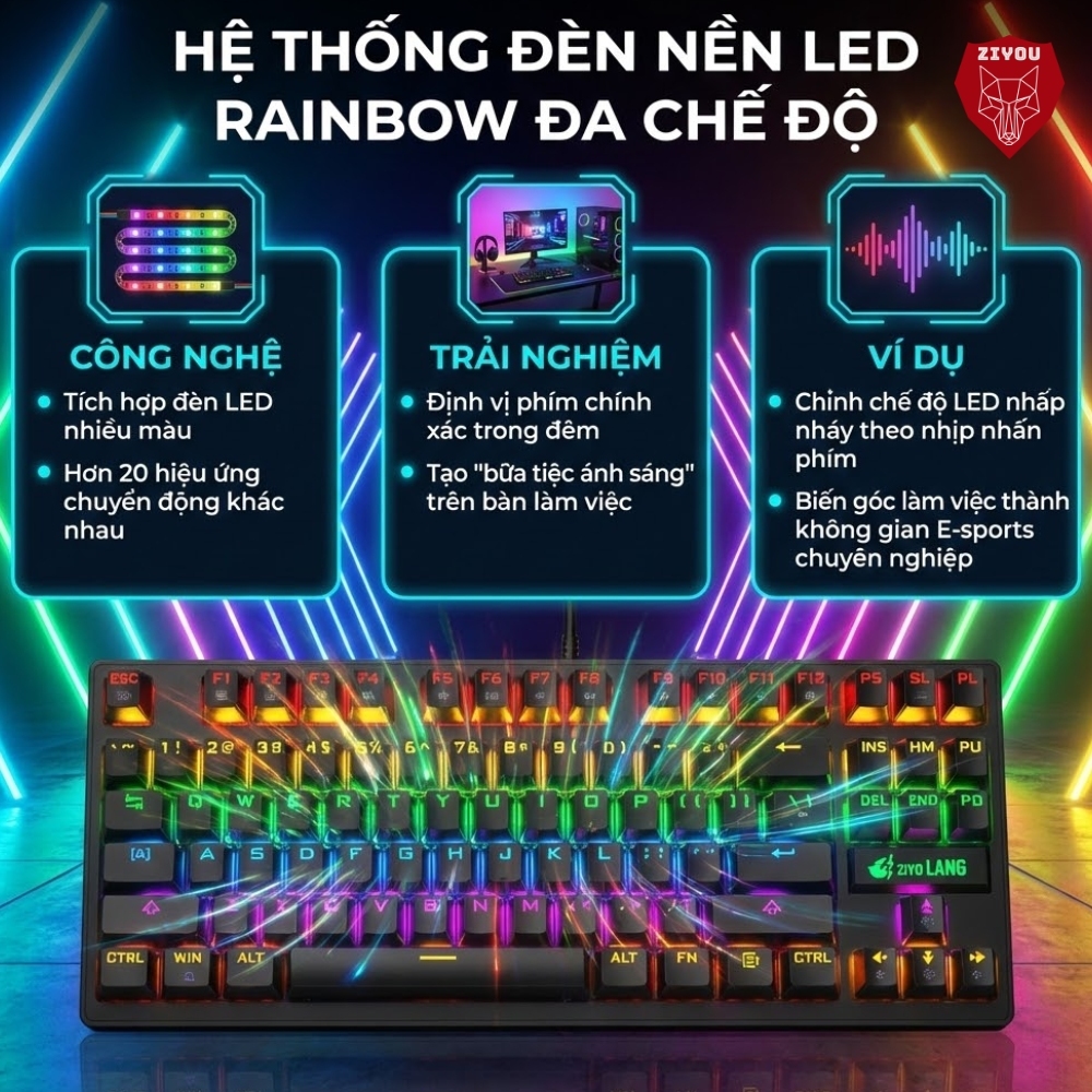 Bàn Phím Cơ Chuyên Game K2 PRO LED RGB 10 Chế Độ Cực Đẹp, Chuẩn Cơ, Dùng Cho Máy Tính, Laptop, PC | BigBuy360 - bigbuy360.vn