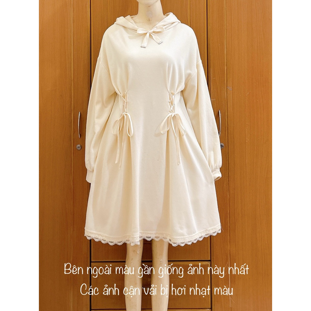 (CÓ LỖI SALE RẺ) Đầm váy hoodie 2hand Nhật Axes Femme kem ren freesize