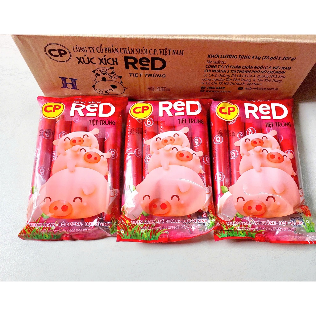 Combo 3 Gói Xúc Xích Tiệt Trùng CP - Mỗi gói 200g  - Cây lớn,Hương Vị Ngon - Food - avth