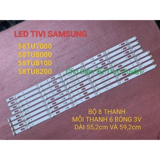 THANH LED TIVI SAMSUNG 58TU7000 58TU8000 58TU8100 58TU8200  HÀNG MỚI 100% BỘ 8 THANH MỖI THANH 6 BÓNG 3V DÀI 552+592mm