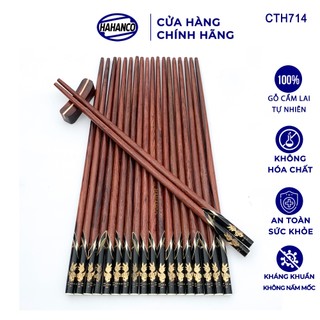 Đũa gỗ cẩm lai đầu cẩn hình 3d chìm/ rồng/cá/trúc hahanco siêu đẹp - cth714