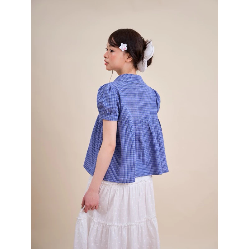Áo Babydoll Kẻ Caro Nhỏ Cổ Sen Tay Bồng Chất Thô Cotton, Áo Sơ Mi Nữ Kiểu Dễ Thương [ Dead Mở Bán Giá Tri Ân ] | BigBuy360 - bigbuy360.vn