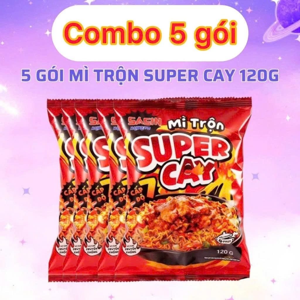 Combo 5 gói mì TRỘN Sasin SUPER CAY CẤP ĐỘ 7 (1 gói x 120g)