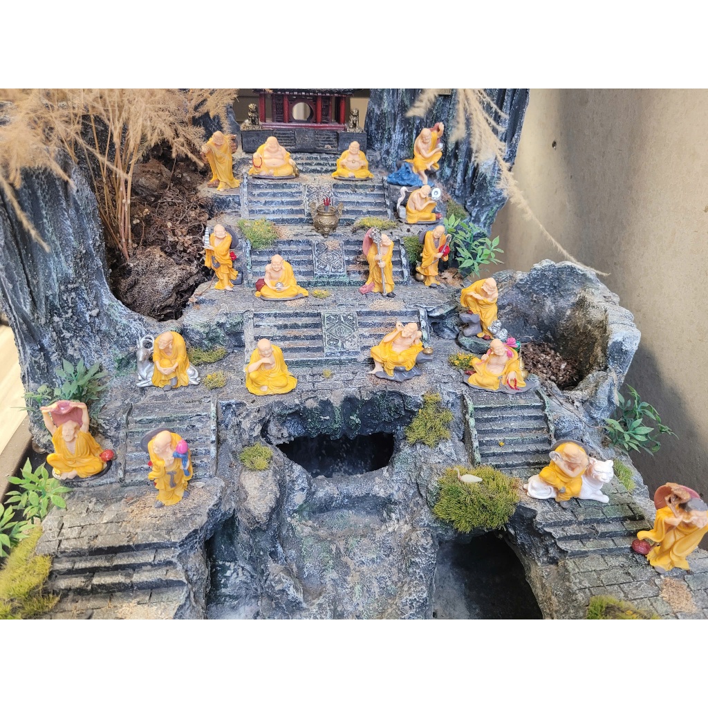 Bộ tượng 18 vị la hán trang trí tiểu cảnh, bonsai, hòn non bộ