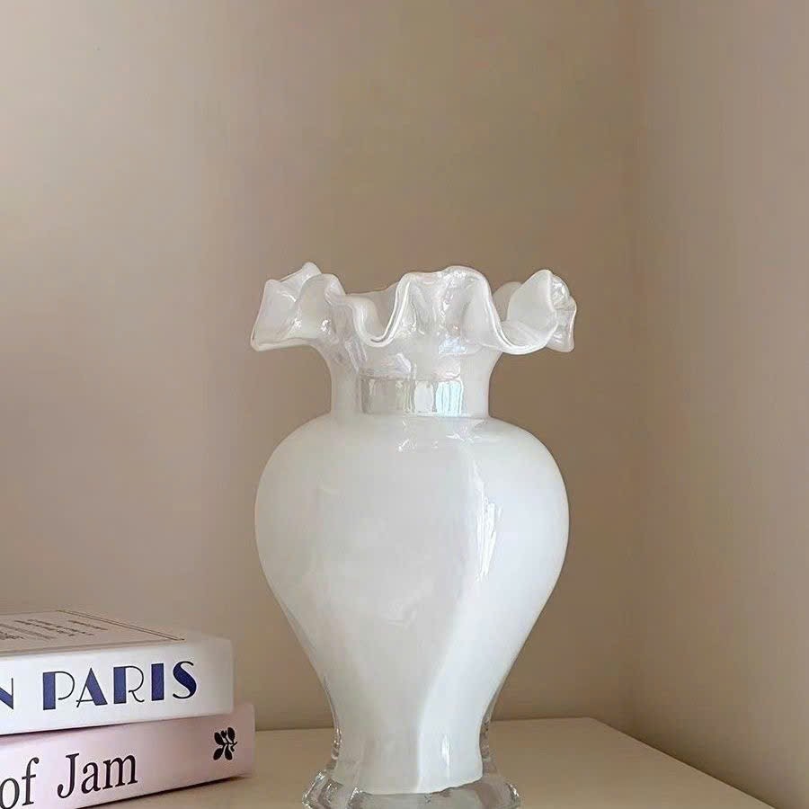 Bình Hoa Thủy Tinh Fenton Ánh Ngọc Trai Cao Cấp, Bình Cắm Hoa Trang Trí Decor Nhà Cửa BH5