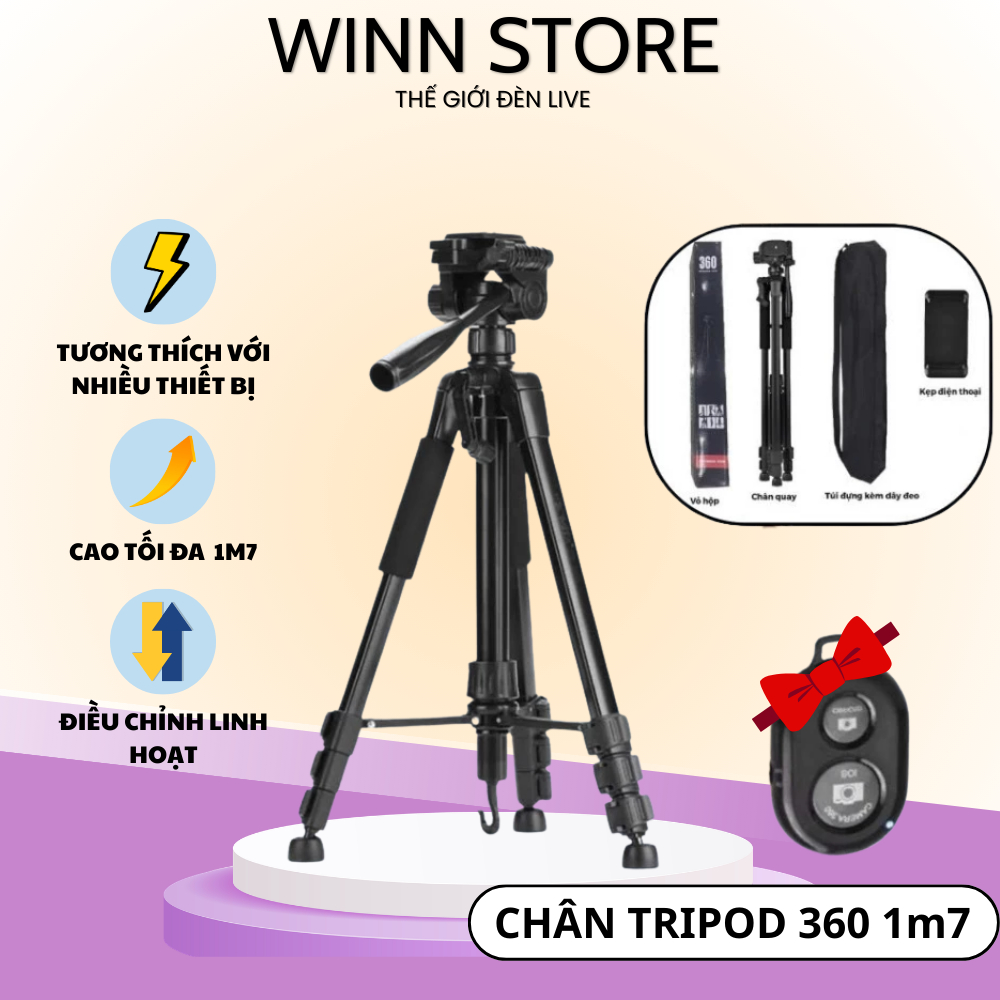 Tripod Điện Thoại Máy Ảnh 360° – Gấp Gọn, Chân Chống Chắc, Hỗ Trợ Quay Video & Chụp Hình,Livestream Tại Nhà & Ngoài Trời
