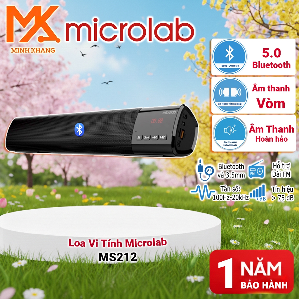 MICROLAB MS212 – Loa Vi Tính 2.1 Bass Trầm Sâu, Nghe Nhạc Hay